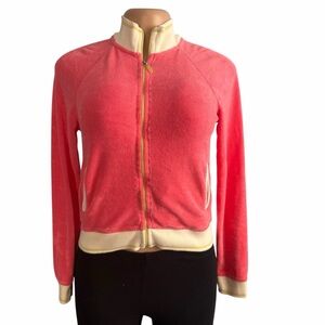Victoria’s Secret Vintage Terry Cloth Pink Jacket with Cream Accents
